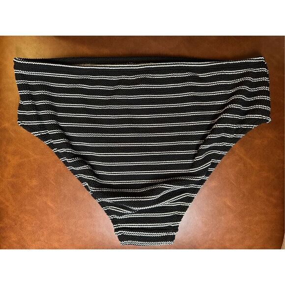 Kona Sol black and White Textured Boho Swim Bikini Bottom Size XL - Picture 4 of 4